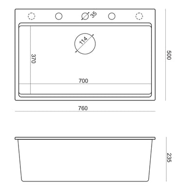 Chiuvetă din granit Marc 110 Quadron,workstation, negru metalic, ventil si accesorii argintii